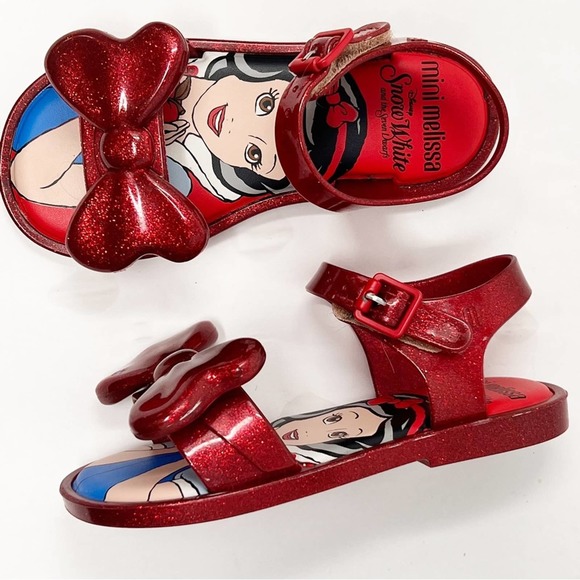 Mini Melissa Other - Mini Melissa Red Glitter Snow White Bow Sandals - Toddler Size 10 with Box